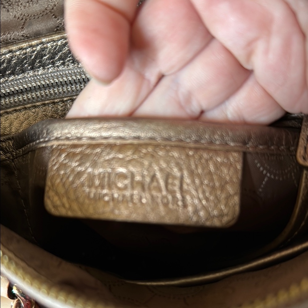 Michael Kors Gold Tan Satchel with Sequined Design - Picture 11 of 12